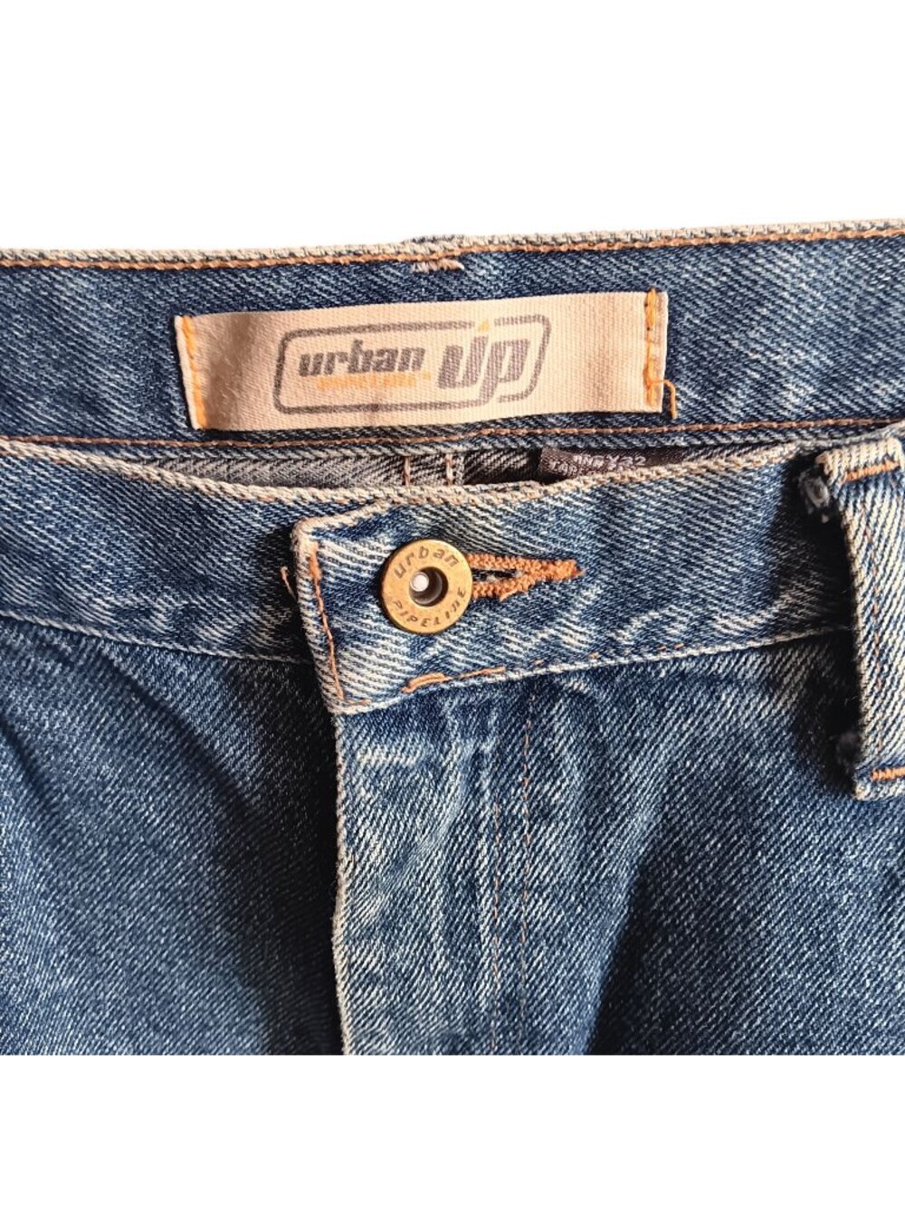 36x32 Urban Pipeline Up Distressed Vintage-Style Blue Denim Jeans Straight Fit